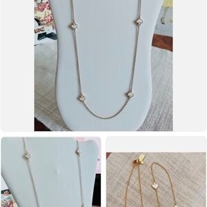 NWOT Kate Spade Goldtone Mother of Pearl Spade Necklace